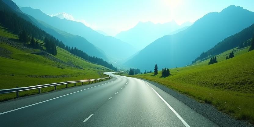 Austrian autobahn with scenic mountains